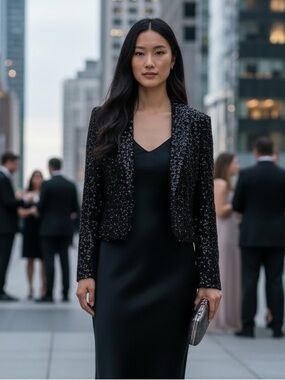 NWT Polo by Ralph Lauren Luxury Black Sequin Blazer Women’s size 4 MSRP: $998